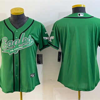 Women's Philadelphia Eagles Blank Green Cool Base Stitched Baseball Jersey(Run Small)