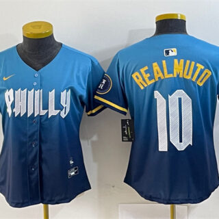 Women's Philadelphia Phillies #10 J.T. Realmuto Blue 2024 City Connect Limited Stitched Baseball Jersey
