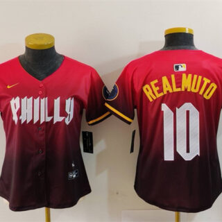 Women's Philadelphia Phillies #10 J.T. Realmuto Red 2024 City Connect Limited Stitched Baseball Jersey