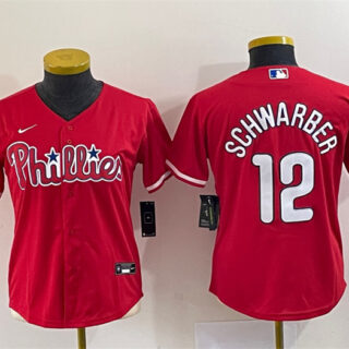 Women's Philadelphia Phillies #12 Kyle Schwarber Red Stitched Baseball Jersey(Run Small)