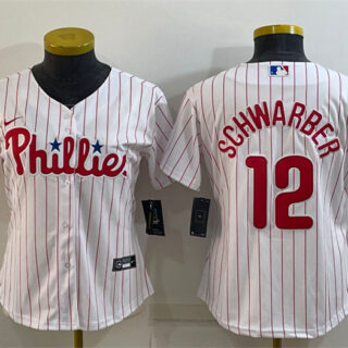 Women's Philadelphia Phillies #12 Kyle Schwarber White Stitched Baseball Jersey(Run Small)