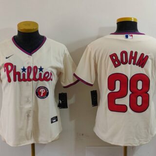 Women's Philadelphia Phillies #28 Alec Bohm Cream Cool Base Stitched Baseball Jersey(Run Small)