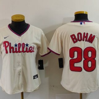 Women's Philadelphia Phillies #28 Alec Bohm Cream Cool Base Stitched Baseball Jersey(Run Small)