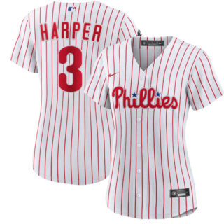 Women's Philadelphia Phillies #3 Bryce Harper White Stitched Baseball Jersey(Run Small)