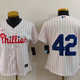 Women's Philadelphia Phillies #42 Jackie Robinson White Stitched Baseball Jersey(Run Small)