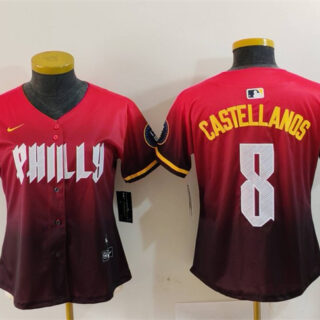 Women's Philadelphia Phillies #8 Nick Castellanos Red 2024 City Connect Limited Stitched Baseball Jersey