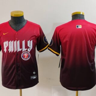 Women's Philadelphia Phillies Blank Red 2024 City Connect Limited Stitched Baseball Jerseys