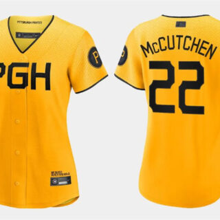 Women's Pittsburgh Pirates #22 Andrew McCutchen Gold 2023 City Connect Stitched Jersey