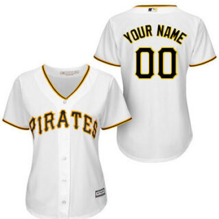 Women's Pittsburgh Pirates Home White Customized Authentic Stitched Jersey