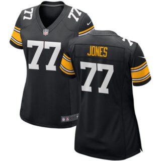 Women's Pittsburgh Steelers #77 Broderick Jones Black Stitched Game Jersey(Run Small)