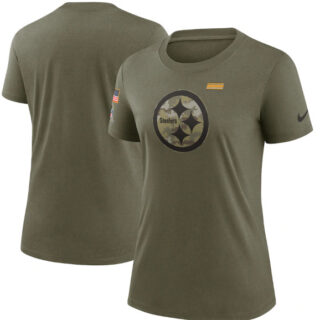 Women's Pittsburgh Steelers Olive 2021 Salute To Service T-Shirt (Run Small)