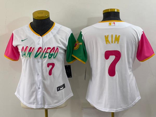 Women's San Diego Padres #7 Ha Seong Kim 2022 White City Connect Cool Base Stitched Baseball Jersey(Run Small)1