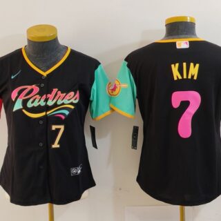 Women's San Diego Padres #7 Ha Seong Kim Black City Connect Stitched Baseball Jersey(Run Small)