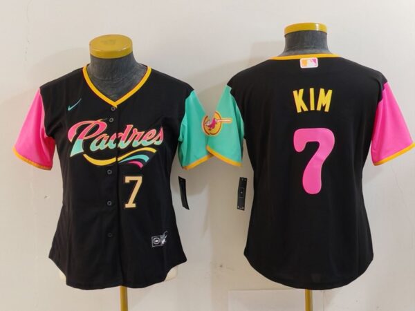 Women's San Diego Padres #7 Ha Seong Kim Black City Connect Stitched Baseball Jersey(Run Small)