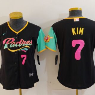 Women's San Diego Padres #7 Ha Seong Kim Black City Connect Stitched Baseball Jersey(Run Small)
