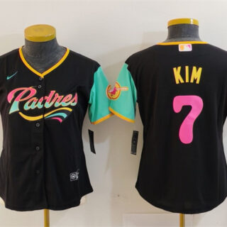 Women's San Diego Padres #7 Ha Seong Kim Black City Connect Stitched Baseball Jersey(Run Small)