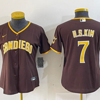 Women's San Diego Padres #7 Ha Seong Kim Brown Stitched Baseball Jersey(Run Small)