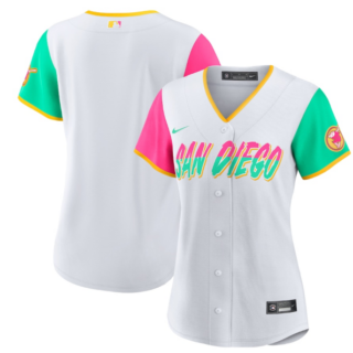Women's San Diego Padres Blank 2022 White City Connect Cool Base Stitched Baseball Jersey(Run Small)