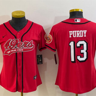 Women's San Francisco 49ers #13 Brock Purdy New Red With Patch Cool Base Stitched Baseball Jersey(Run Small)