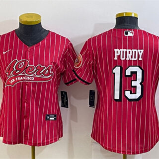 Women's San Francisco 49ers #13 Brock Purdy New Red With Patch Cool Base Stitched Baseball Jersey(Run Small)S