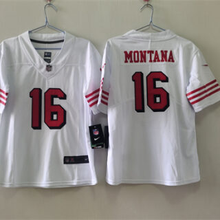 Women's San Francisco 49ers #16 Joe Montana White 2nd Alternate Stitched Jersey(Run Small)
