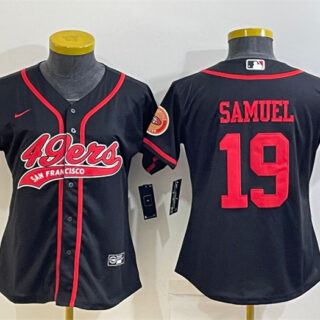 Women's San Francisco 49ers #19 Deebo Samuel Black With Patch Cool Base Stitched Baseball Jersey(Run Small)