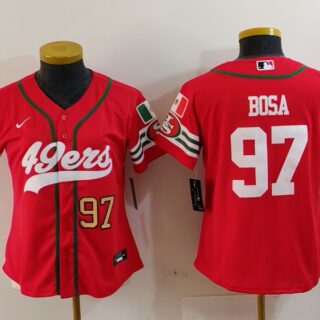 Women's San Francisco 49ers #97 Nick Bosa Red Mexico With Patch Cool Base Stitched Baseball Jersey(Run Small)