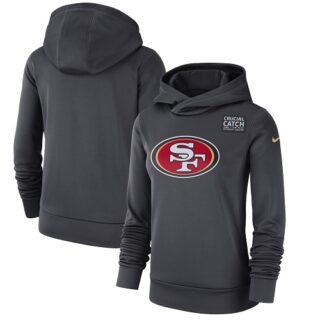 Women's San Francisco 49ers Nike Anthracite Crucial Catch Performance Pullover Hoodie