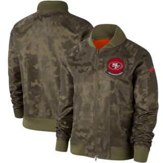 Women's San Francisco 49ers Nike Olive 2019 Salute To Service Full Zip Bomber Jacket
