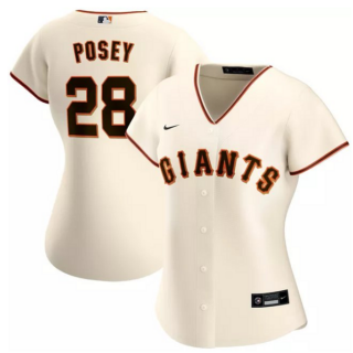 Women's San Francisco Giants #28 Buster Posey Cream Cool Base Stitched Jersey(Run Smalluff09