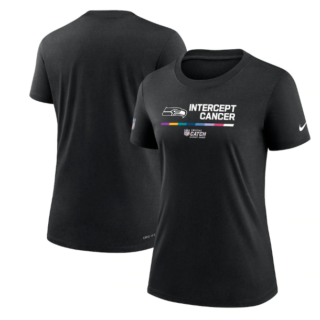 Women's Seattle Seahawks 2022 Black Crucial Catch Performance T-Shirt(Run Small)