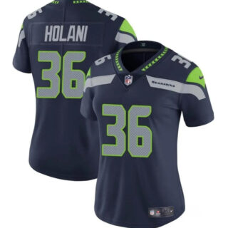 Women's Seattle Seahawks #36 George Holani Navy Vapor Limited Stitched Football Jersey(Run Small)
