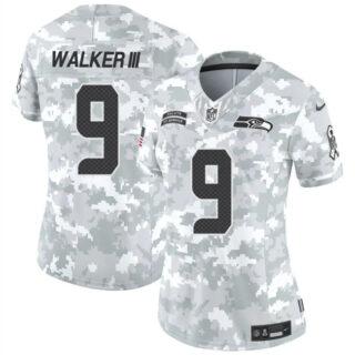 Women's Seattle Seahawks #9 Kenneth Walker III 2024 F.U.S.E Arctic Camo Salute To Service Limited Stitched Football Jersey(Run Small)