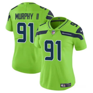 Women's Seattle Seahawks #91 Byron Murphy II 2024 Draft Green Vapor Limited Stitched Football Jersey(Run Small)