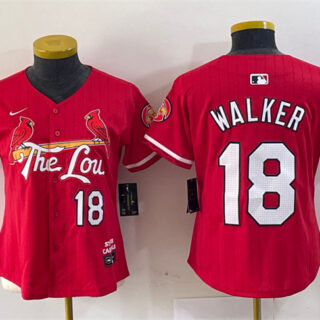 Women's St. Louis Cardinals #18 Jordan Walker Red 2024 City Connect Limited Stitched Baseball Jersey(Run Small)