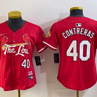 Women's St. Louis Cardinals #40 Willson Contreras Red 2024 City Connect Stitched Baseball Jersey