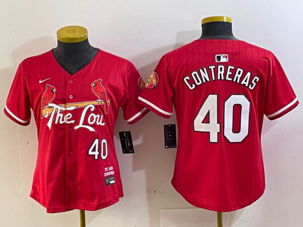 Women's St. Louis Cardinals #40 Willson Contreras Red 2024 City Connect Stitched Baseball Jersey
