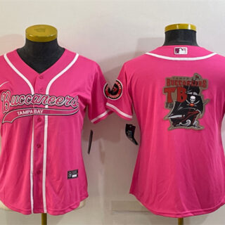 Women's Tampa Bay Buccaneers Pink Team Big Logo With Patch Cool Base Stitched Baseball Jersey(Run Small)