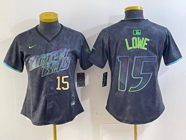 Women's Tampa Bay Rays #15 Josh Lowe Charcoal 2024 City Connect Limited Stitched Baseball Jersey(Run Small)