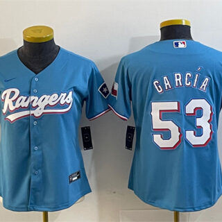 Women's Texas Rangers #53 Adolis García Blue With Patch Stitched Baseball Jersey(Run Small)