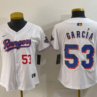 Women's Texas Rangers #53 Adolis Garcia White Gold Stitched Baseball Jersey(Run Small)