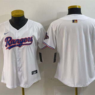 Women's Texas Rangers Blank White Gold Stitched Baseball Jersey(Run Small)