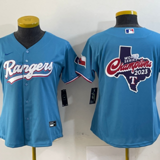 Women's Texas Rangers Blue Team Big Logo With Patch Stitched Baseball Jersey(Run Small)s