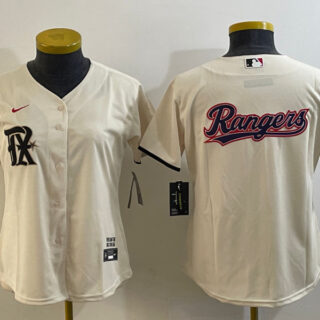 Women's Texas Rangers Cream Team Big Logo 2023 City Connect Stitched Baseball Jersey(Run Small)