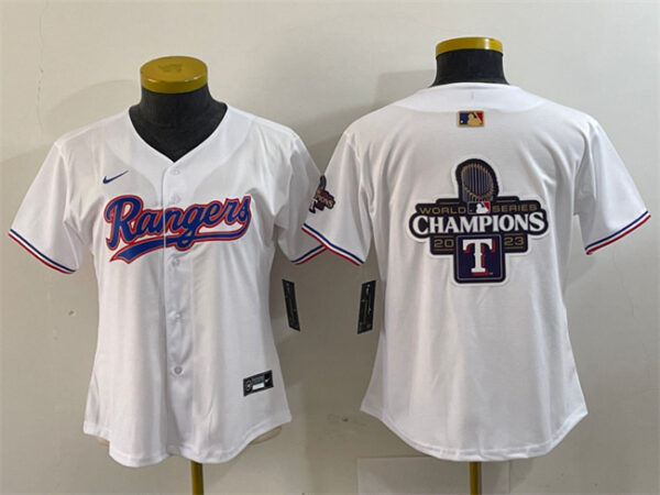 Women's Texas Rangers Team Big Logo White Gold Stitched Baseball Jersey(Run Small) 1