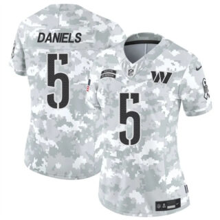Women's Washington Commanders #5 Jayden Daniels 2024 F.U.S.E Arctic Camo Salute To Service(Run Small)