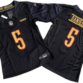 Women's Washington Commanders #5 Jayden Daniels Black 2024 F.U.S.E. Draft Stitched Jersey(Run Small)
