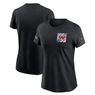 Women's Washington Commanders Black 2023 Crucial Catch Sideline Tri-Blend T-Shirt(Run Small)