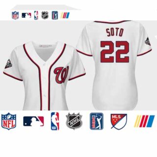 Women's Washington Nationals #22 Juan Soto White 2019 World Series Bound Cool Base Jersey