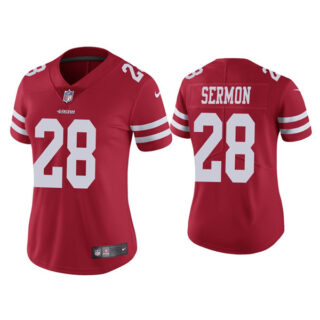 Women 49ers #28 Trey Sermon Red Jersey